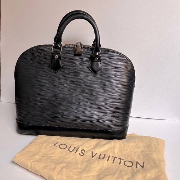 Authentic LOUIS VUITTON Epi Alma PM Leather Luxury Handle Black Bags Handbags - Picture 3 of 16